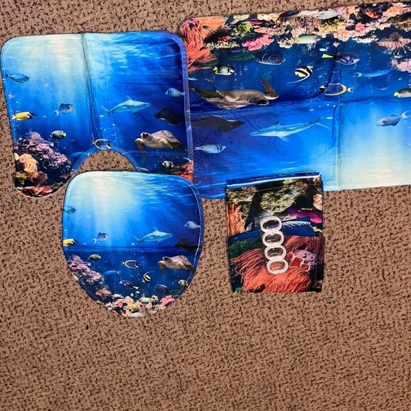 Amazon Blue Underwater Coral Reef Shower Curtain Bath Set - Picture 2 of 7